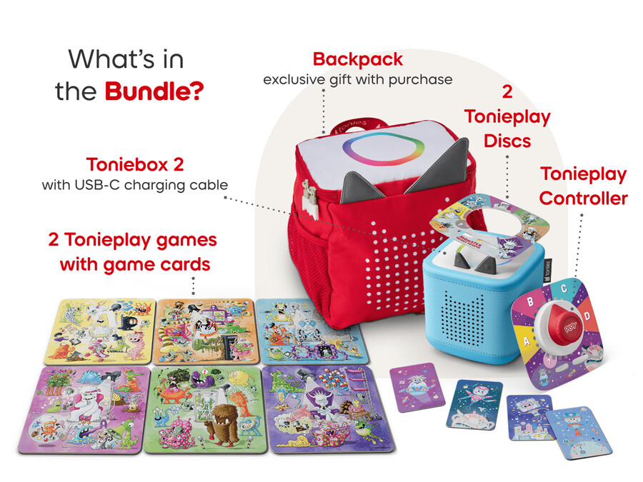 toniebox 2 tonies originals game bundle - sky blue