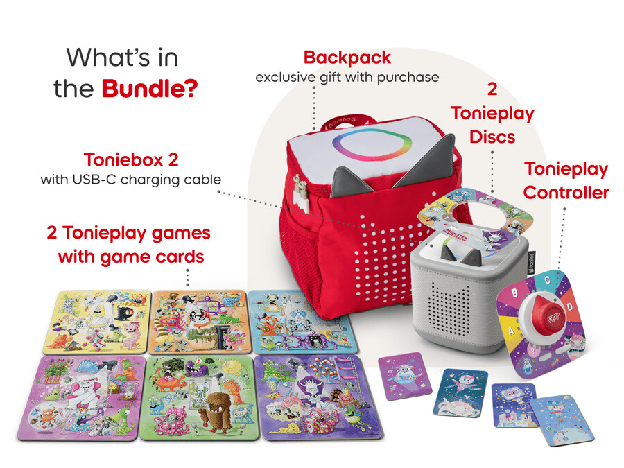 toniebox 2 tonies originals game bundle - moon gray